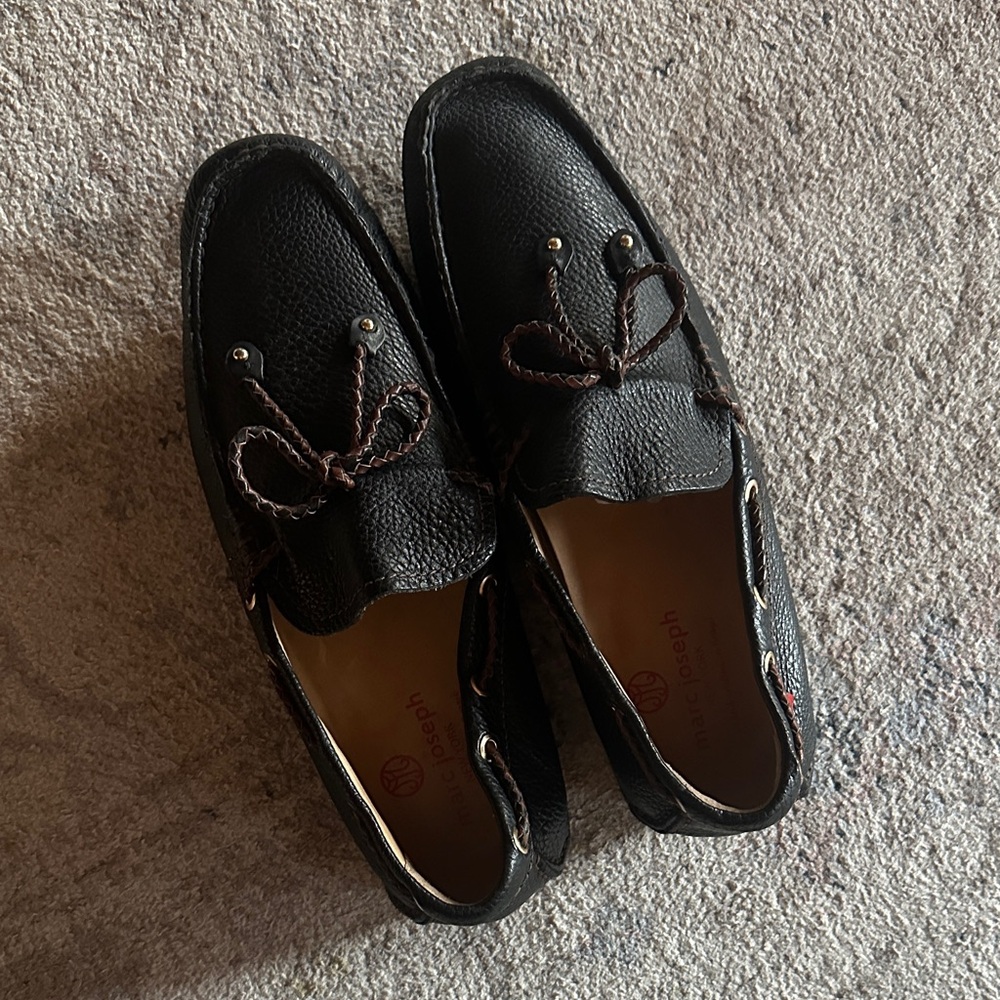 Marc Joseph Black Textured Men's Loafers